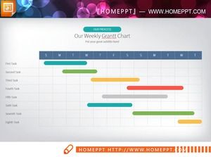 Diagrama de Gantt PPT de progreso de trabajo plano en color