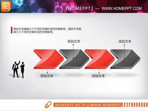 Red and black three-dimensional arrow PPT chart