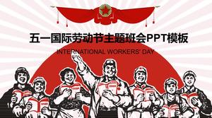 Radyant arka plan işçi beyanı mayıs günü işçi bayramı teması ppt şablonu
