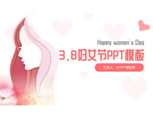 Papercut 페인팅 뷰티 메인 사진 3.8 여성의 날 PPT 템플릿