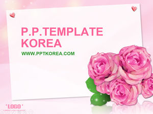 Mawar dan kartu ucapan untuk pecinta-template ppt Hari Valentine untuk Hari Valentine Cina