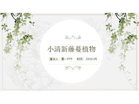 Exquisite and elegant fresh green vine plant background PPT template