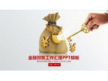 Money bag golden key background financial management PPT template