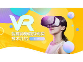 Plantilla PPT de introducción a la tecnología de realidad virtual de color moda VR