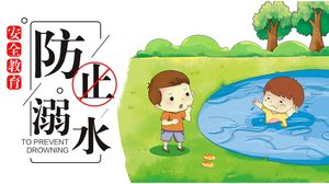 Prevención de dibujos animados de ahogamiento plantilla ppt educación en seguridad