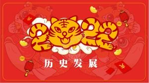 Dì addio al vecchio e dai il benvenuto al nuovo anno del modello ppt del Festival di Primavera di buon auspicio della tigre