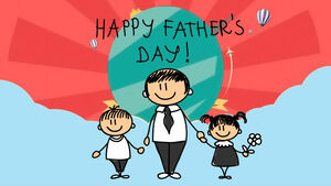 День отца, занятия родителей и детей, спортивный мультфильм, шаблон PPT