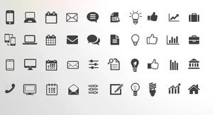 200 objets gris plat business PPT icône téléchargement gratuit