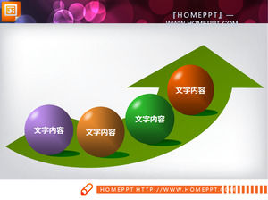 3 farklı renk progresif ilişkinin akış şeması PPT şeması