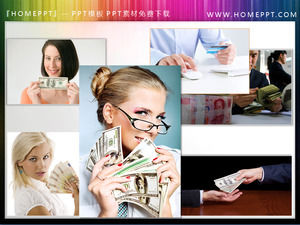 3 groups of money banknotes background of the financial economy PPT material download