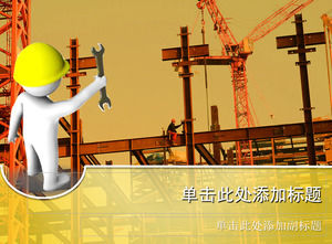 manos que sostienen 3D industria de la construcción llave de la construcción plantilla PPT