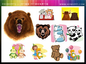 A group of cute little bear PPT cut painting
