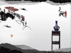 Satu set latar belakang lukisan tinta Cina dari gambar latar belakang PPT angin Cina klasik