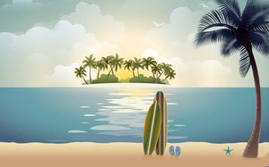 沙灘椰子自然景觀PPT背景圖片