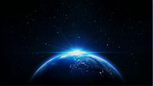 美麗的藍色地球黎明PPT背景圖片下載