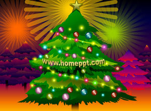 Noel PowerPoint şablonu ile Güzel Noel ağacı arka plan