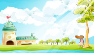 Beautiful rural cartoon PPT background