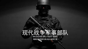 Plantilla Exquisita Negra PPT de la Fuerza Militar de Guerra Moderna descarga gratuita