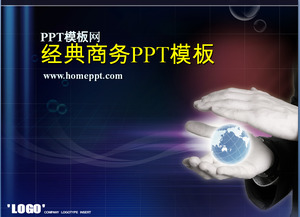 latar belakang biru gelap bisnis PPT klasik Template Download