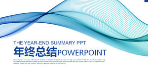 Fundo de linha elegante azul do resumo de trabalho de fim de ano Modelo de PPT, resumo de trabalho PPT download