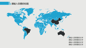 Mavi gri atmosferik dünya haritası PPT malzeme