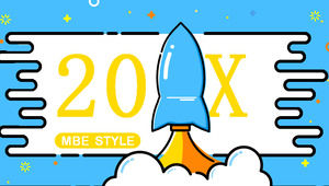 Blue MBE style rocket lift background PPT template