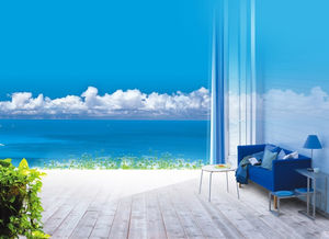 藍天白雲的家PPT背景圖片海岸