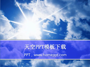 Blue sky under the white clouds PowerPoint template