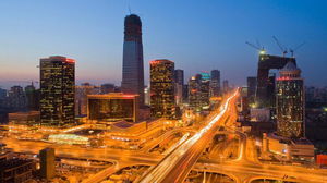 Ruchliwy Pekin nocy widok zdjęć PPT tle