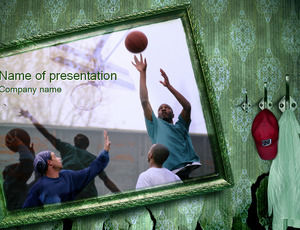 Campus basketball team's good memory ppt template