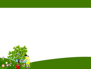 卡通人物花卉树PPT背景图片
