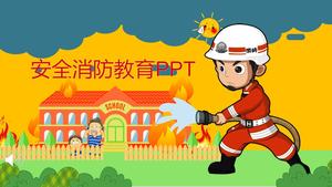 Cartoon style fire safety fire education courseware promotion PPT template