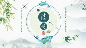 Estilo chinês tinta estilo Qingming Festival cultura PPT template