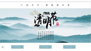 Çin tarzı Qingming Festivali kültürel tema PPT şablonu