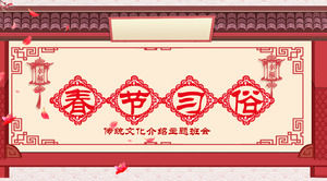 Chinese style Spring Festival cultural customs PPT template