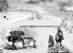 la tinta clásica - plantilla de diapositiva Festival Ching Ming estilo estilo chino