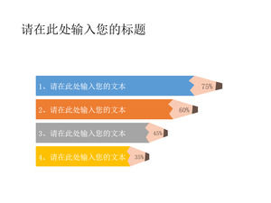 Diagrama de escala de columna PPT en forma de lápiz de color