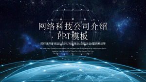 Cool Starry Sky Connected Earth Background Network Technology Wprowadzenie firmy Szablon PPT