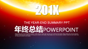 Cool stellar background of the year-end summary PPT template, work summary PPT download