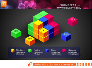 Cube background side by side combination of PPT charts