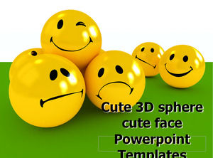 可爱的3D球体可爱的脸PPT模板