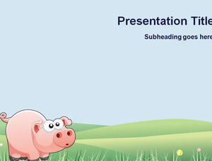 Cute vector cartoon pig PPT template