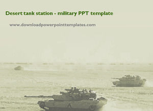 砂漠のタンク駅 - 軍事PPTテンプレート