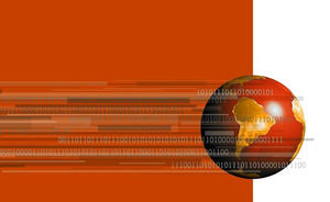 數字地球橙色設計的PowerPoint模板