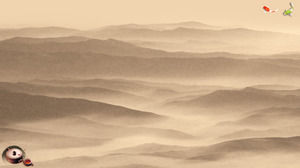 优雅的棕色墨水中国风PPT背景图片
