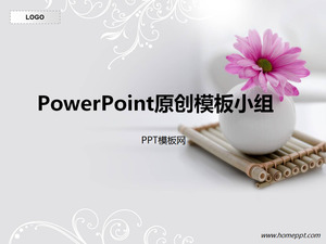 Elegant White Background Flower Theme PPT Template Download