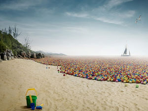 Exquisite praia PowerPoint download de imagem de fundo à beira-mar
