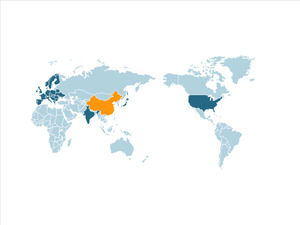 Заполняемая цветная карта мира PPT шаблон