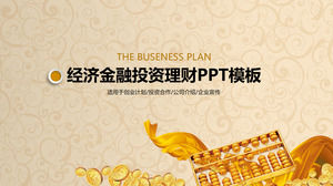 Template PPT keuangan investasi keuangan dengan latar belakang sempoa emas