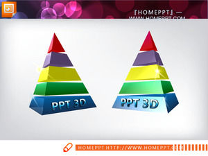 4 개의 3D 피라미드 배경 동적 계층 관계 슬라이드 차트 재료